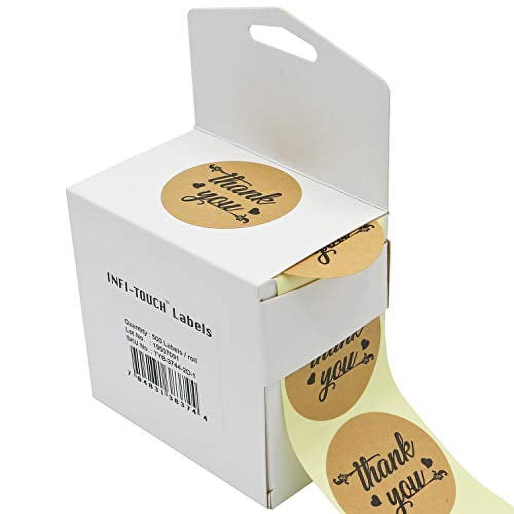 Infi-Touch 2" Kraft Round Thank You Stickers - 500 Ct. in Box - Walmart.com