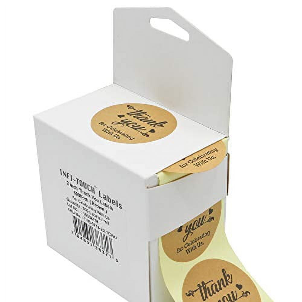 Infi-Touch 2" Kraft Round Thank You for Celebrating With Us Stickers ...