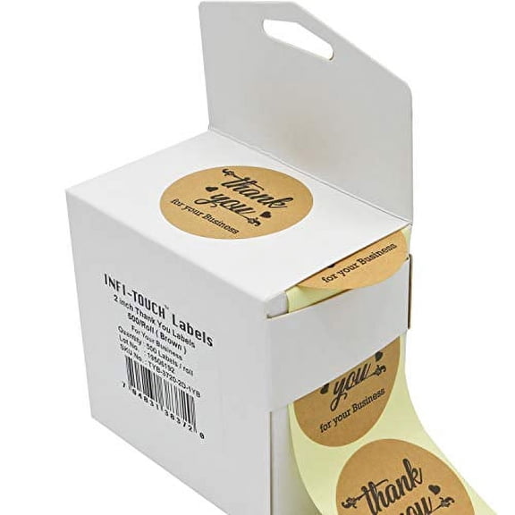 Infi-Touch 2" Kraft Round Thank You for Your Business Stickers - 500 Ct. in Box