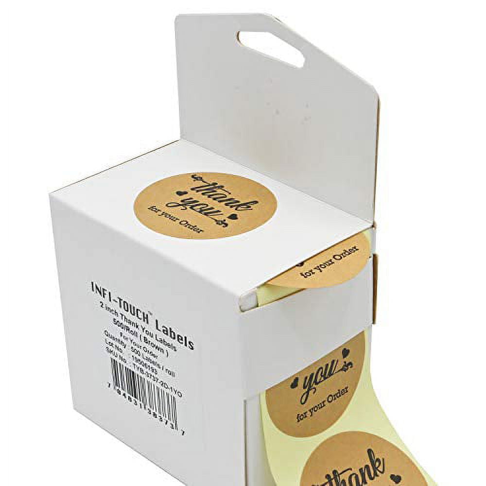Infi-Touch 2" Kraft Round Thank You for Your Order Stickers - 500 Ct ...