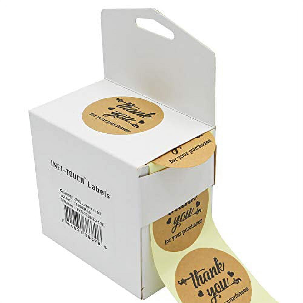 Infi-Touch 2" Kraft Round Thank You for Your Purchases Stickers - 500 ...