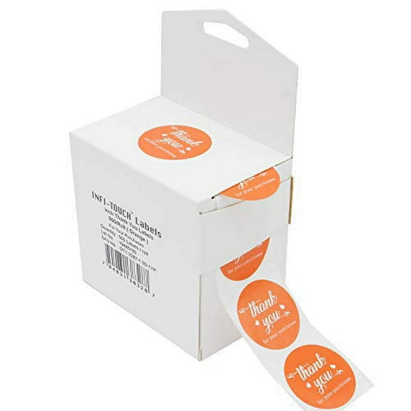 Infi-Touch 2" Orange Round  Natural kraft paper adhesive Stickers - 500 Ct. in Box
