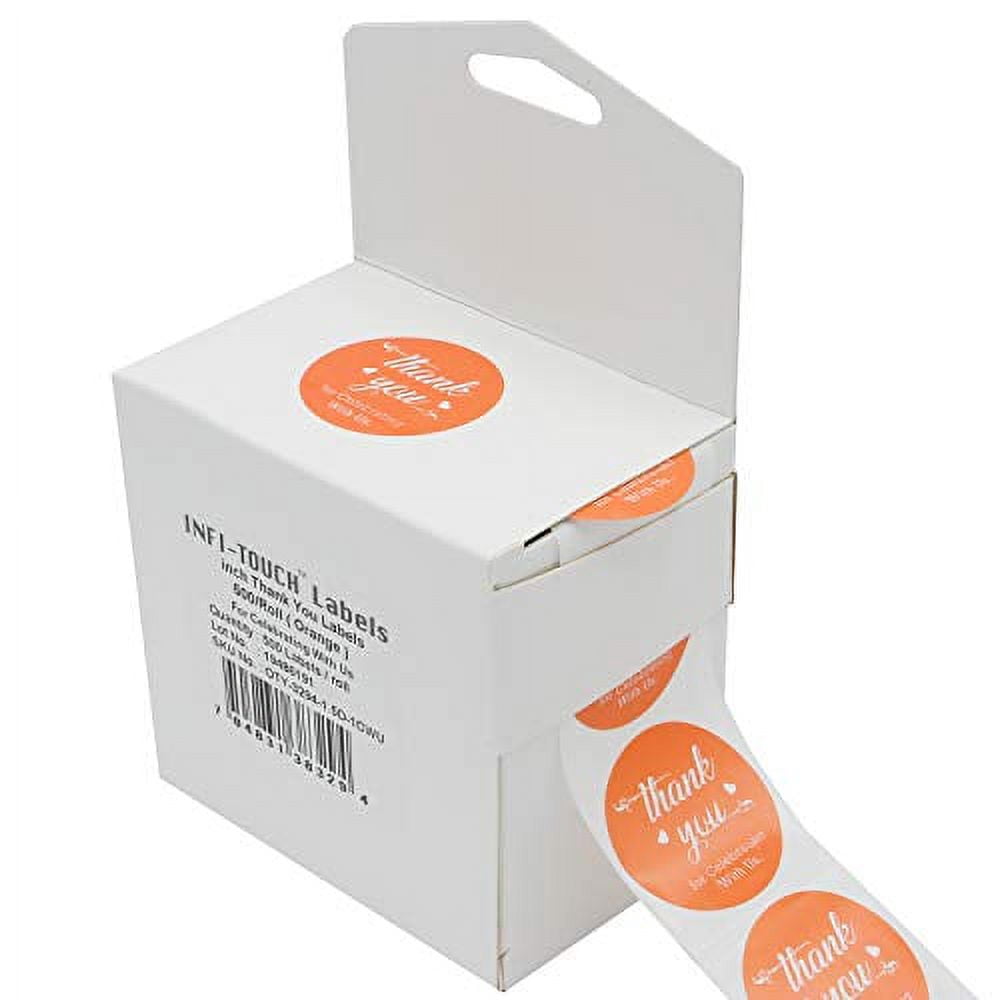 Infi-Touch 2" Orange Round Thank You for Celebrating With Us Stickers ...