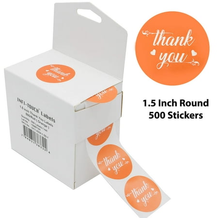 Infi-Touch 2" Orange Round Thank You for Your Business Stickers - 500 Ct. in Box