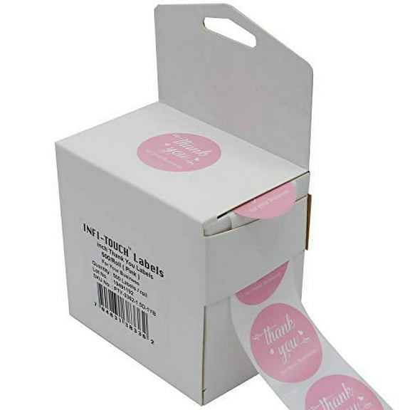 Infi-Touch 2" Pink Round Thank You for Your Business Stickers - 500 Ct. in Box