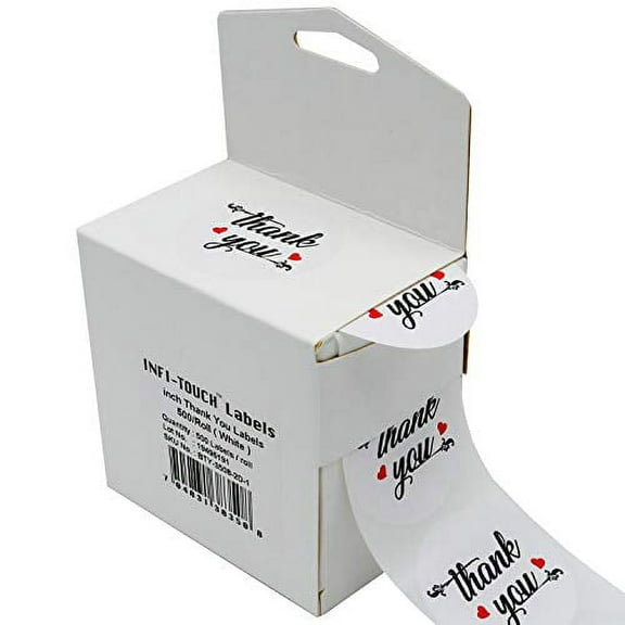 Infi-Touch 2" White Round Natural kraft paper adhesive Stickers - 500 Ct. in Box