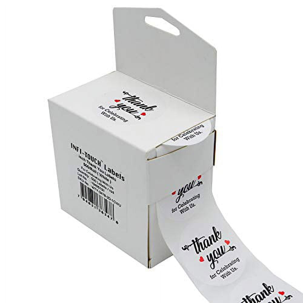 Infi-Touch 2" White Round Thank You for Celebrating With Us Stickers ...