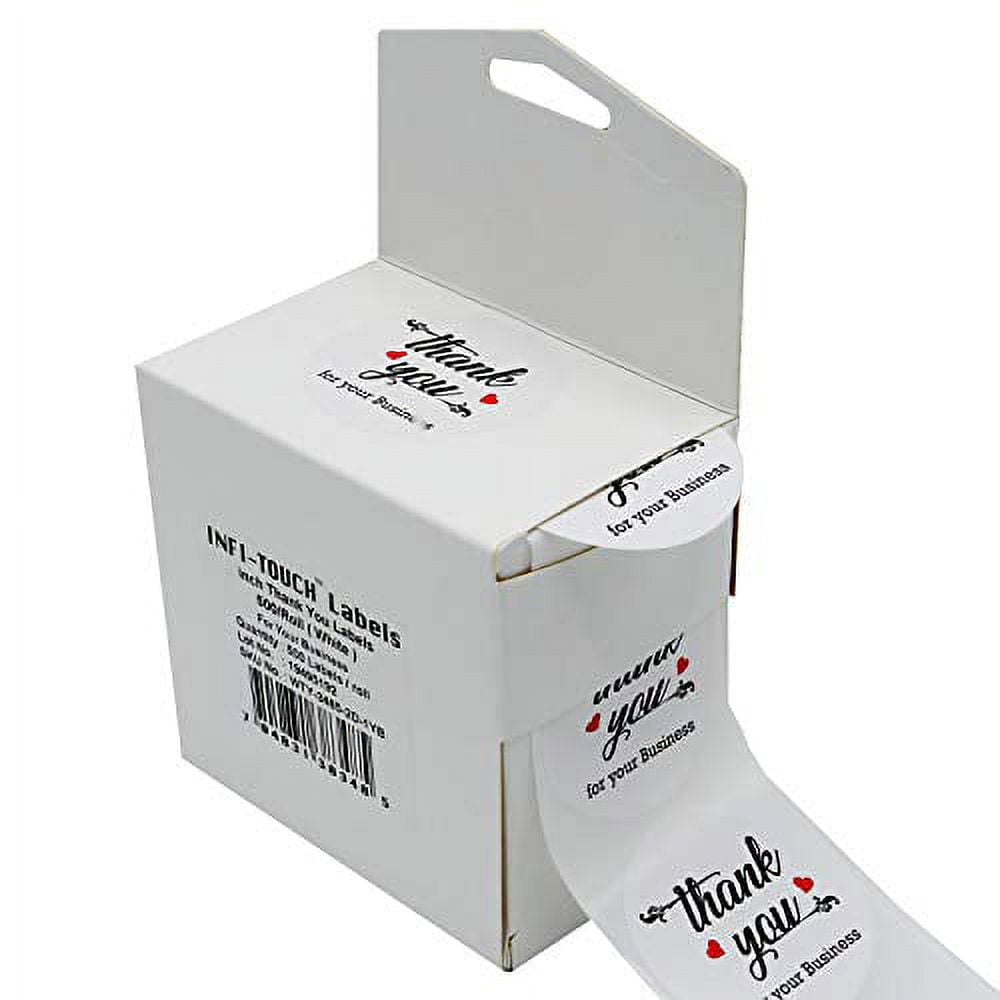 Infi-Touch 2" White Round Thank You for Your Business Stickers - 500 Ct ...