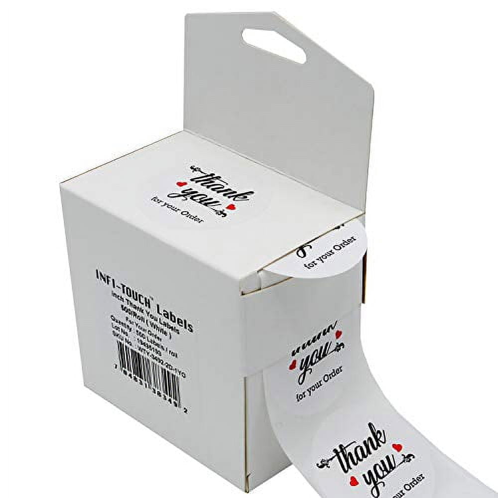 Infi-Touch 2" White Round Thank You for Your Order Stickers - 500 Ct ...
