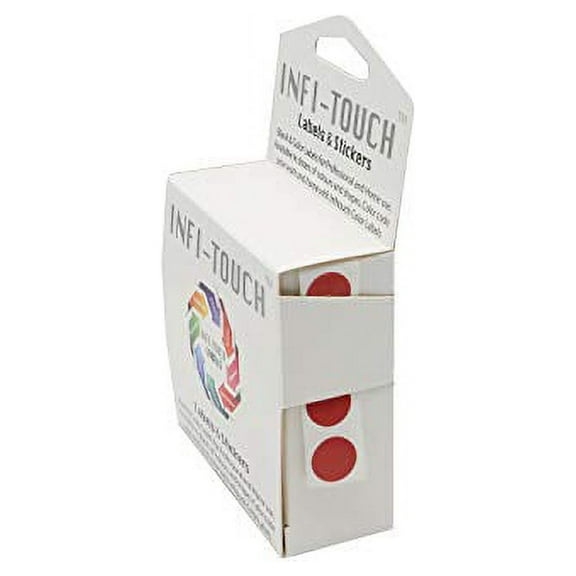 Infi-Touch Labels 1/2 Inch Round Permanent Color-Code Dot Stickers, 1000 Stickers per Dispenser Box (red)