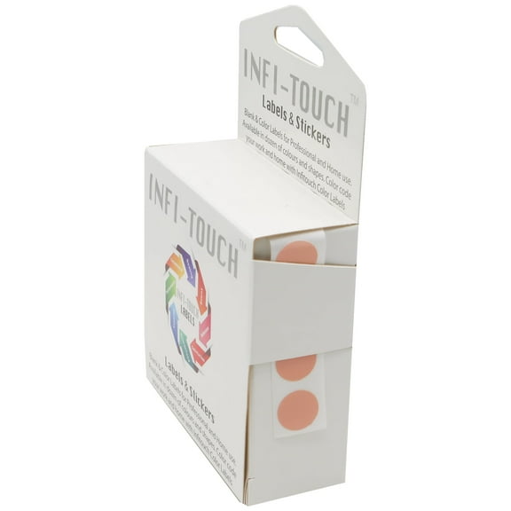 Infi-Touch Labels 1/2 inch Round Permanent Color-Code Dot Stickers, 1000 Stickers per Dispenser Box (Apricot)