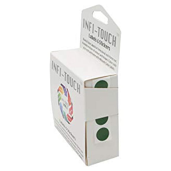 Infi-Touch Labels 1/2 inch Round Permanent Color-Code Dot Stickers, 1000 Stickers per Dispenser Box (Green)