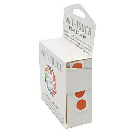 Infi-Touch Labels 1/2 inch Round Permanent Color-Code Dot Stickers, 1000 Stickers per Dispenser Box (Orange)