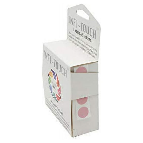 Infi-Touch Labels 1/2 inch Round Permanent Color-Code Dot Stickers, 1000 Stickers per Dispenser Box (Pink)