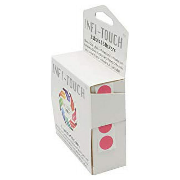 Infi-Touch Labels 1/2 inch Round Permanent Color-Code Dot Stickers, 1000 Stickers per Dispenser Box (Rose)