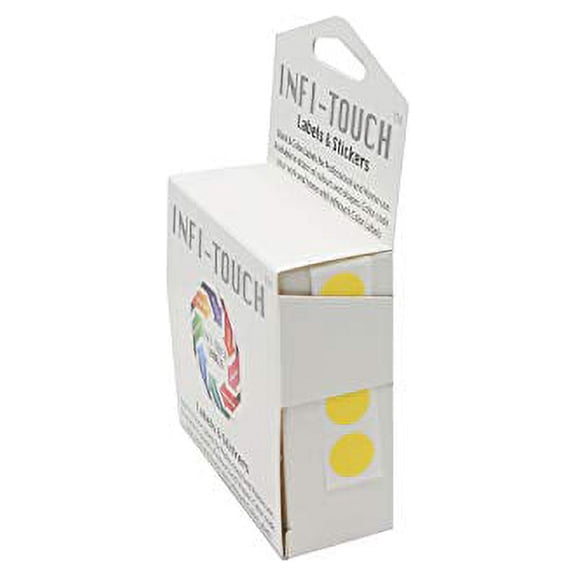 Infi-Touch Labels 1/2 inch Round Permanent Color-Code Dot Stickers, 1000 Stickers per Dispenser Box (Yellow)