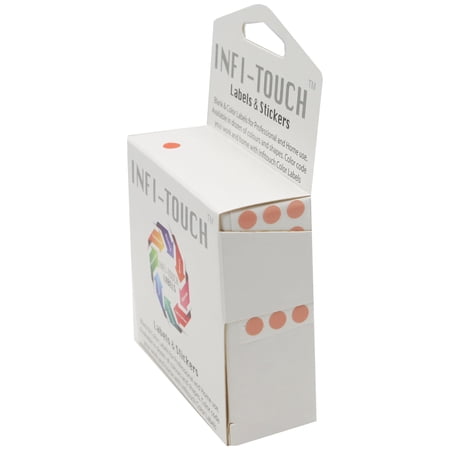 Infi-Touch Labels 1/4 inch Round Permanent Color-Code Dot Stickers, 1000 per Dispenser Box (Apricot)
