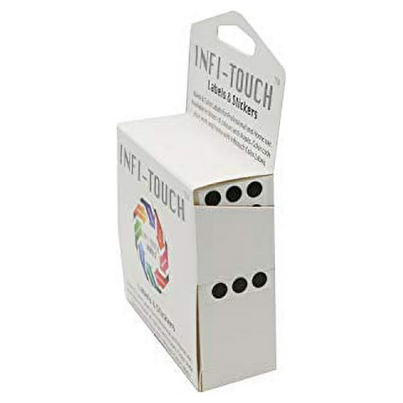 Infi-Touch Labels 1/4 inch Round Permanent Color-Code Dot Stickers, 1000 per Dispenser Box (Black)