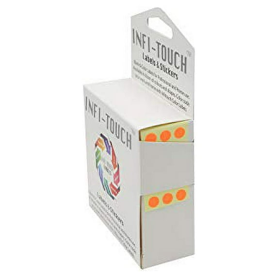 Infi-Touch Labels 1/4 inch Round Permanent Color-Code Dot Stickers, 1000 per Dispenser Box (Fluorescent Orange)