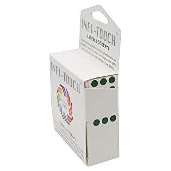 Infi-Touch Labels 1/4 inch Round Permanent Color-Code Dot Stickers, 1000 per Dispenser Box (Green)