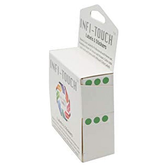 Infi-Touch Labels 1/4 inch Round Permanent Color-Code Dot Stickers, 1000 per Dispenser Box (Lime)