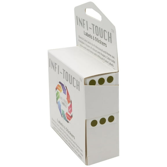 Infi-Touch Labels 1/4 inch Round Permanent Color-Code Dot Stickers, 1000 per Dispenser Box (Olive)