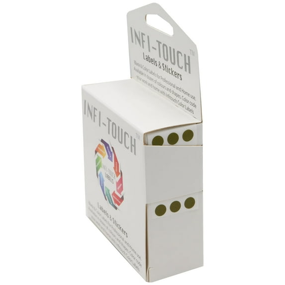 Infi-Touch Labels 1/4 inch Round Permanent Color-Code Dot Stickers, 1000 per Dispenser Box (Olive)