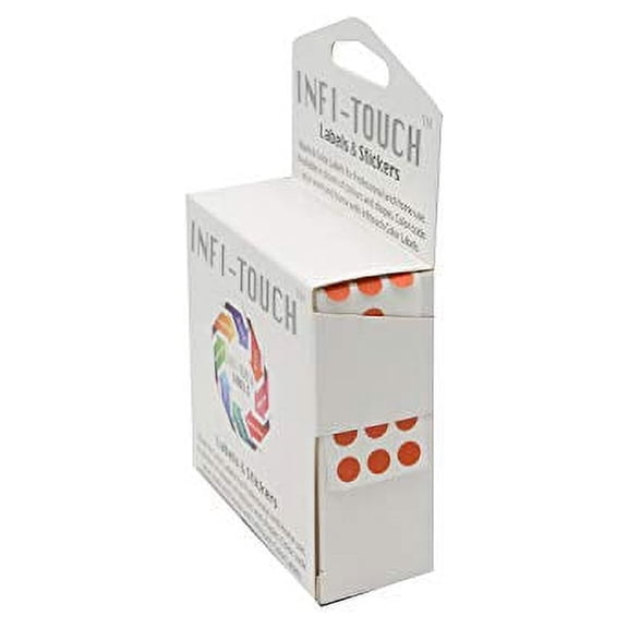 Infi-Touch Labels 1/4 inch Round Permanent Color-Code Dot Stickers, 1000 per Dispenser Box (Orange)