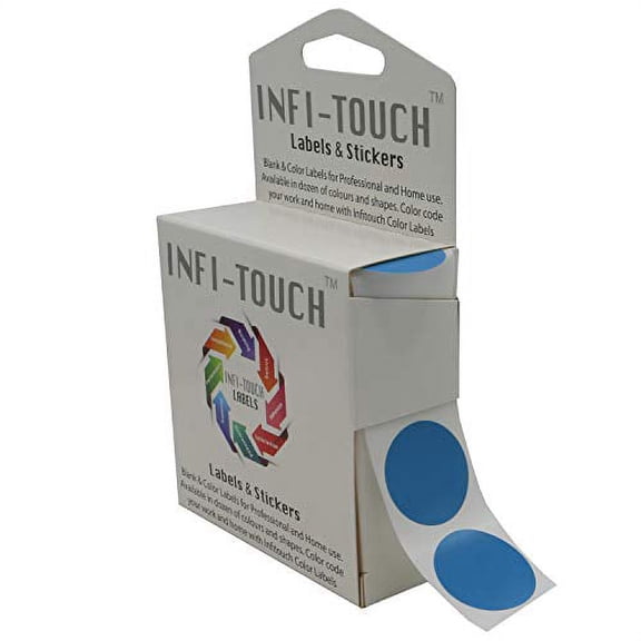 Infi-Touch Labels 1 inch Round Permanent Color-Code Dot Stickers, 1000 per Dispenser Box (Dark Blue)