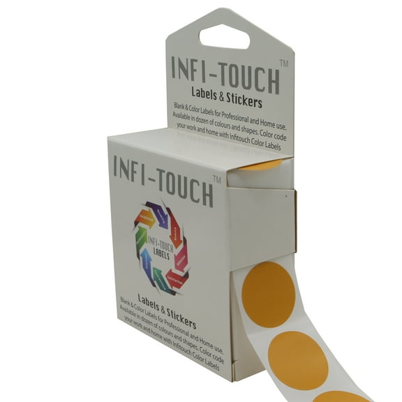 Infi-Touch Labels 1 inch Round Permanent Color-Code Dot Stickers, 1000 per Dispenser Box (Goldenrod)