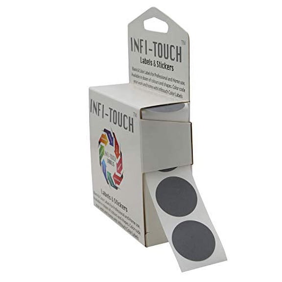 Infi-Touch Labels 1 inch Round Permanent Color-Code Dot Stickers, 1000 per Dispenser Box (Gray)