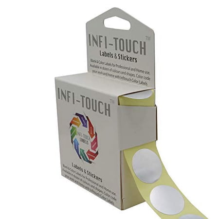 Infi-Touch Labels 1 inch Round Permanent Color-Code Dot Stickers, 1000 per Dispenser Box (Metallic Silver)