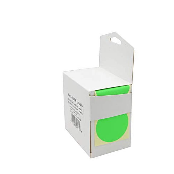 Infi-Touch Labels 2 inch Round Permanent Color-Code Dot Stickers, 500 Sticker per Roll (Fluorescent Green)