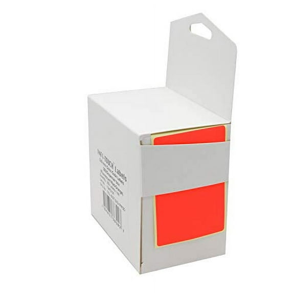 Infi-Touch Labels 2x3 inch Round Permanent Color-Code Dot Stickers, 250 per Dispenser Box (Fluorescent Red-Orange)