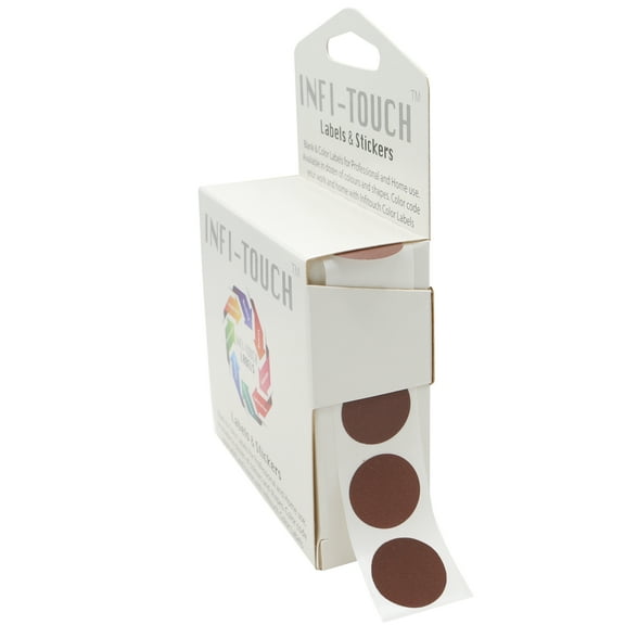 Infi-Touch Labels 3/4 Inch Round Permanent Color-Code Dot Stickers, 1000 per Dispenser Box (Cocoa)