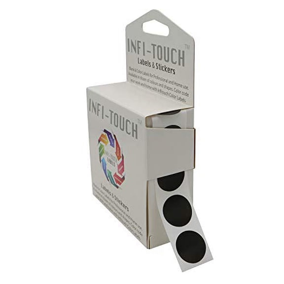 Infi-Touch Labels 3/4 inch Round Permanent Color-Code Dot Stickers, 1000 per Dispenser Box (Black)