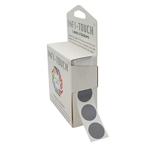 Infi-Touch Labels 3/4 inch Round Permanent Color-Code Dot Stickers, 1000 per Dispenser Box (Gray)