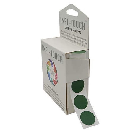 Infi-Touch Labels 3/4 inch Round Permanent Color-Code Dot Stickers, 1000 per Dispenser Box (Green)