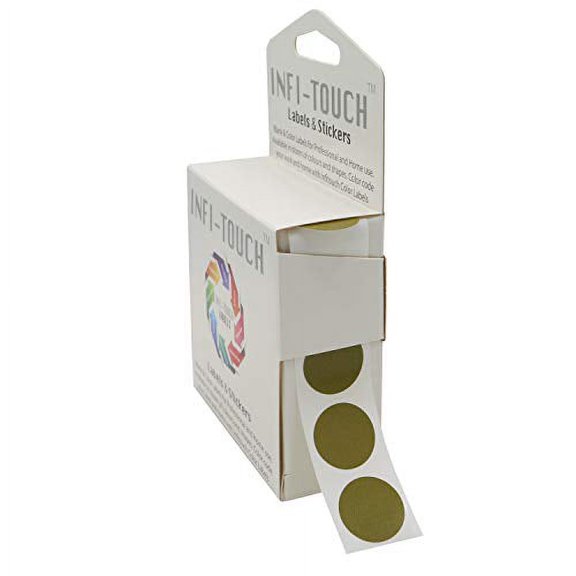 Infi-Touch Labels 3/4 inch Round Permanent Color-Code Dot Stickers, 1000 per Dispenser Box (Olive)