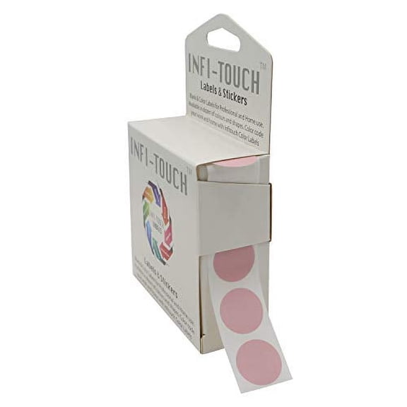 Infi-Touch Labels 3/4 inch Round Permanent Color-Code Dot Stickers, 1000 per Dispenser Box (Pink)