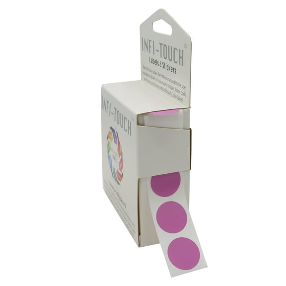 Infi-Touch Labels 3/4 inch Round Permanent Color-Code Dot Stickers, 1000 per Dispenser Box (Violet)