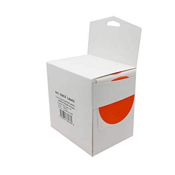 Infi-Touch Labels 3" Dot Stickers 500 Per Dispenser Box Bright Orange
