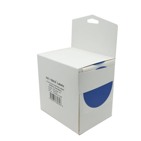 Infi-Touch Labels 3 inch Round Permanent Color-Code Dot Stickers, 500 per Dispenser Box (Dark Blue)
