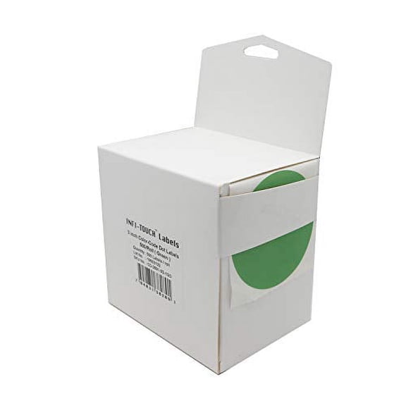 Infi-Touch Labels 3 inch Round Permanent Color-Code Dot Stickers, 500 per Dispenser Box (Green)