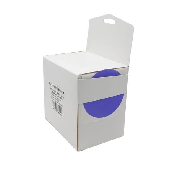 Infi-Touch Labels 3 inch Round Permanent Color-Code Dot Stickers, 500 per Dispenser Box (Lavender)
