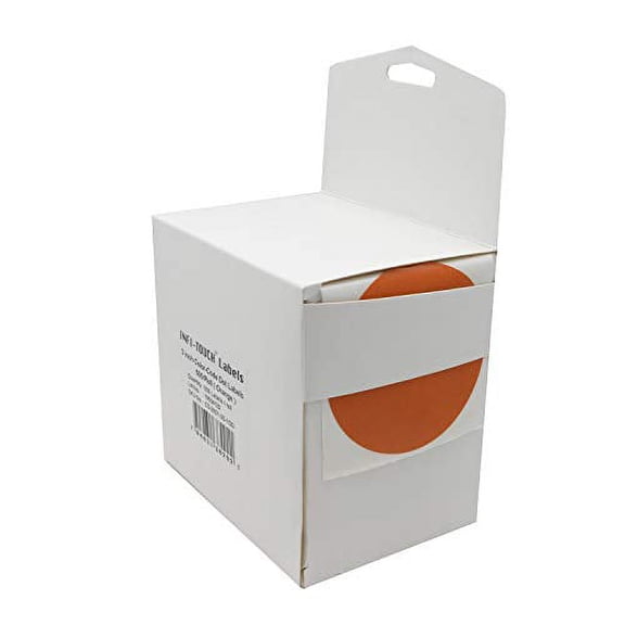 Infi-Touch Labels 3 inch Round Permanent Color-Code Dot Stickers, 500 per Dispenser Box (Orange)