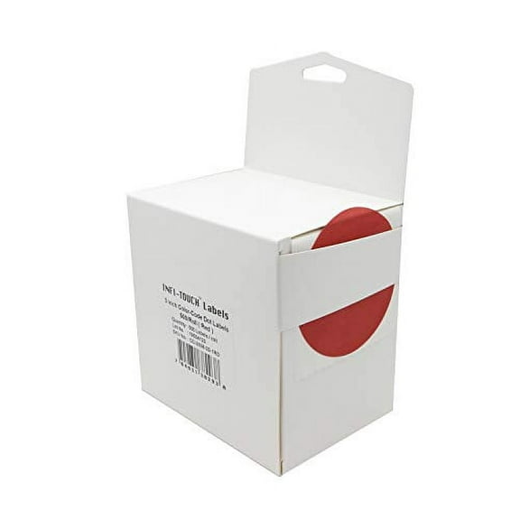 Infi-Touch Labels 3 inch Round Permanent Color-Code Dot Stickers, 500 per Dispenser Box (Red)