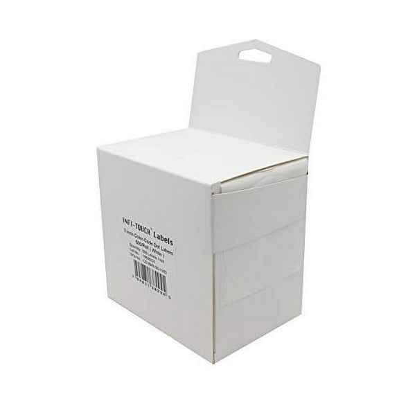 Infi-Touch Labels 3 inch Round Permanent Color-Code Dot Stickers, 500 per Dispenser Box (White)