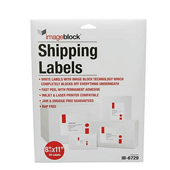 Infi-Touch Labels Mailing Labels with Image Block Technology for Laser & Inkjet Printers 8.5x11, White 25 Sheets