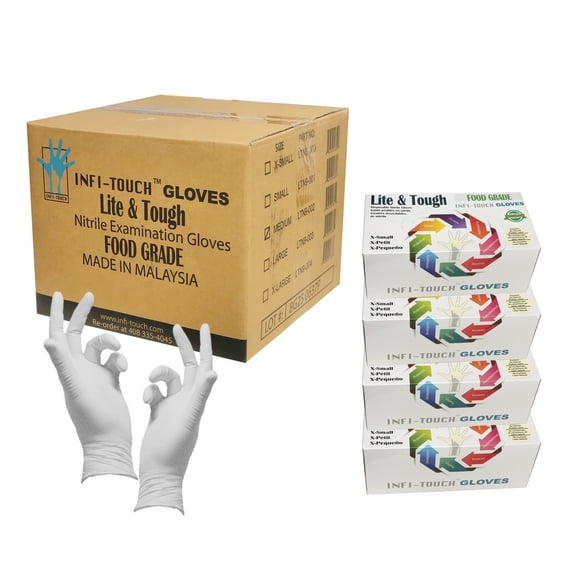 Infi-Touch Lite & Tough Grey Nitrile Gloves Powder-Free 1000 Count Case Large